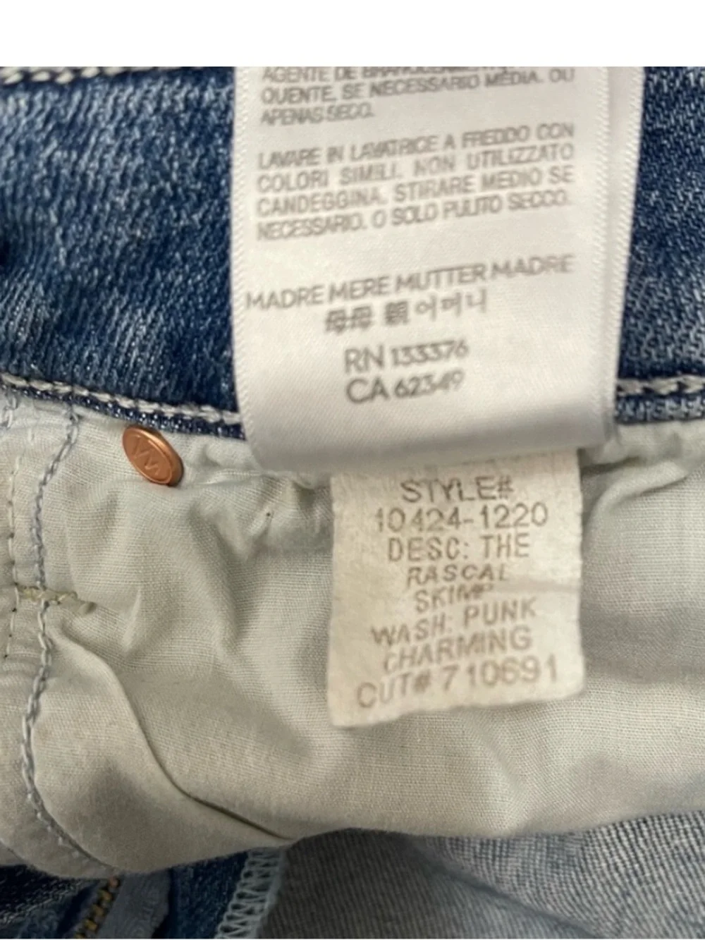 Mother The Rascal Skimp Punk Charming Size 29